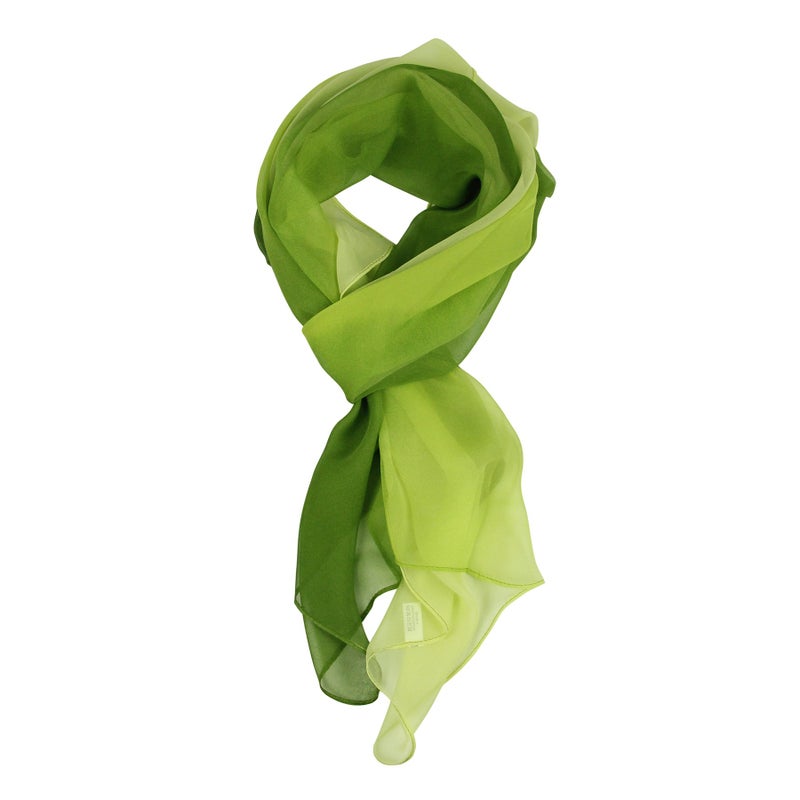 PANTONIGHT Long Chiffon Sheer Scarf Gradient - Pantonight Green Shaded Colors Lightweight Scarf For Womens (Color 091) - Image 4